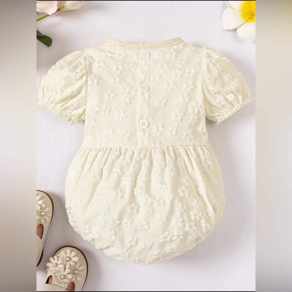 Baby Girl Floral Bow Detail Round Neck Bodysuit